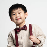 "Burgundy Charm" Bear Bow Tie and Suspender Set