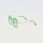 Apple Delight sunglasses in green with gold frame and green temple tips