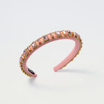 Blush pink kids headband with lavender gems and gold accents